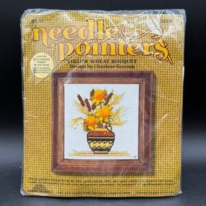 NEW Yellow Wheat Bouquet Floral Needle Pointers By Gerrish Southwestern 90s Vtg